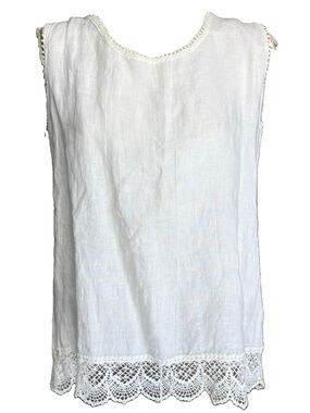 NWT Laura Bianchi White Linen Tank Top